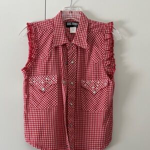 Red Gingham Kids Button Down Shirt